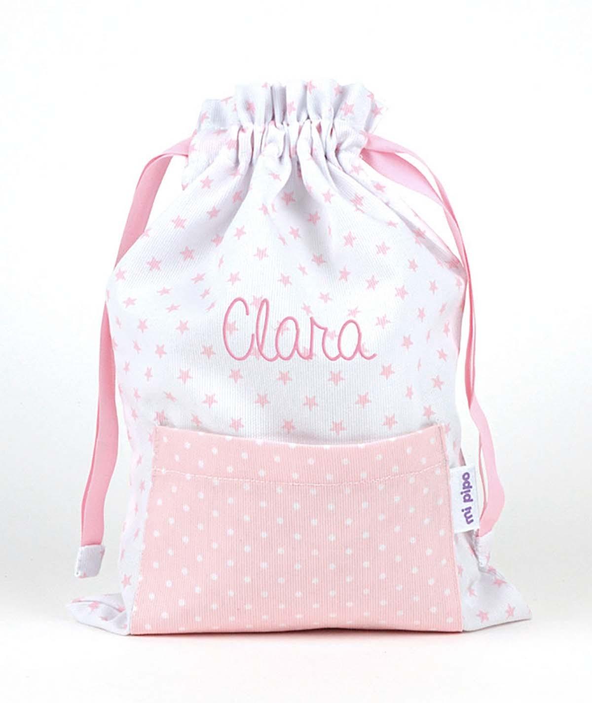 Bolsa Tela Niños Personalizada Saquito Mi Pipo Estrellas Rosa - Nanetes #